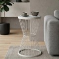 Hoffman Megapap metallic - Mdf side table in white - white marble effect color 35x35x58cm.