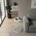 Hoffman Megapap metallic - Mdf side table in white - white marble effect color 35x35x58cm.