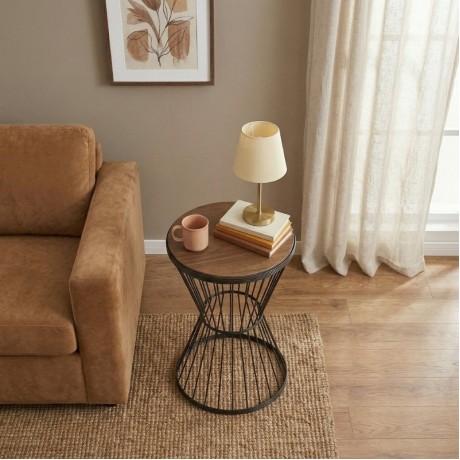 Hoffman Megapap metallic - Mdf side table in walnut - black color 35x35x58cm.