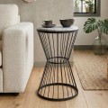 Hoffman Megapap metallic - Mdf side table in black - white marble effect color 35x35x58cm.