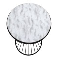 Hoffman Megapap metallic - Mdf side table in black - white marble effect color 35x35x58cm.
