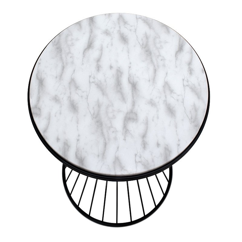 Hoffman Megapap metallic - Mdf side table in black - white marble effect color 35x35x58cm.