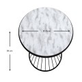 Hoffman Megapap metallic - Mdf side table in black - white marble effect color 35x35x58cm.