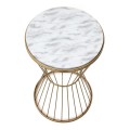 Hoffman Megapap metallic - Mdf side table in white - golden color 35x35x58cm.
