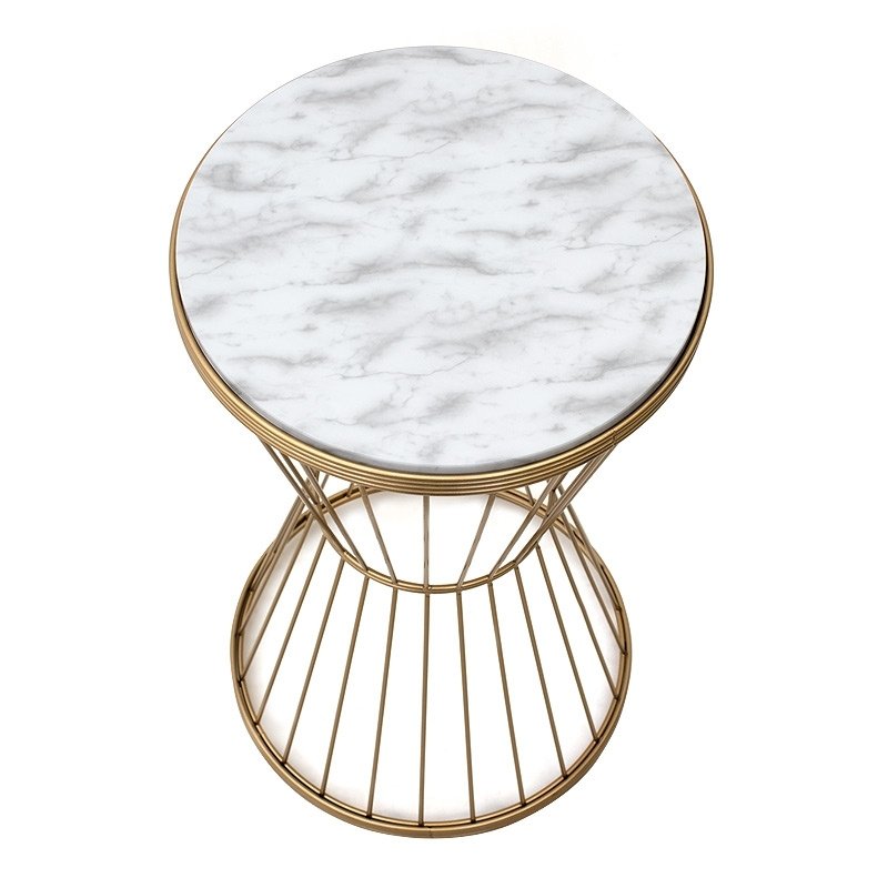 Hoffman Megapap metallic - Mdf side table in white - golden color 35x35x58cm.