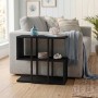 Homia Megapap melamine side table in black wood color 56x25x56.5cm.