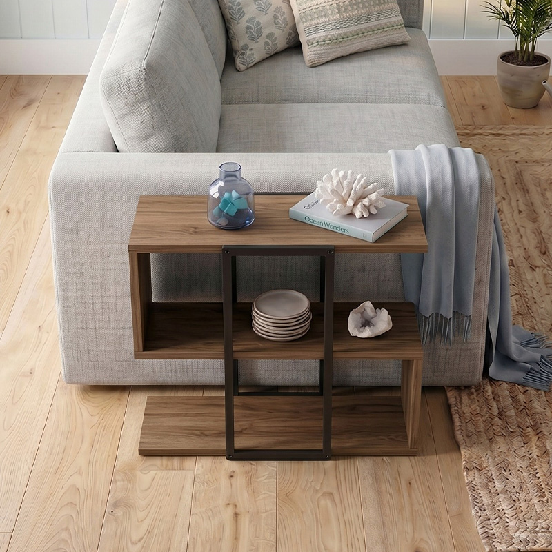 Homia Megapap melamine side table in walnut Ud color 56x25x56.5cm.