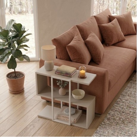 Τραπεζάκι βοηθητικό Homia Megapap χρώμα sandstone 56x25x56,5εκ.