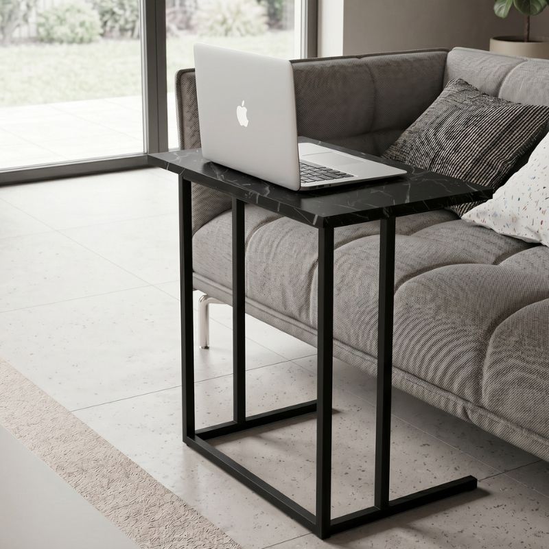 Jango Megapap metallic - melamine side table in black marble effect color 60x35,5x65,5cm.