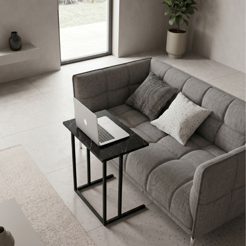 Jango Megapap metallic - melamine side table in black marble effect color 60x35,5x65,5cm.