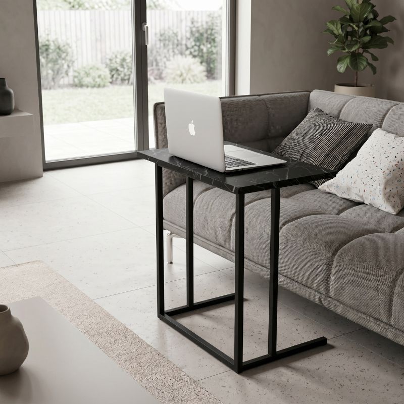 Jango Megapap metallic - melamine side table in black marble effect color 60x35,5x65,5cm.
