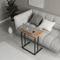 Jango Megapap metallic - melamine side table in black - pine oak color 60x35,5x65,5cm.
