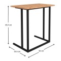 Jango Megapap metallic - melamine side table in black - pine oak color 60x35,5x65,5cm.