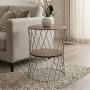 Jaspin Megapap metallic - Mdf side table in silver - walnut color 32x32x44cm.