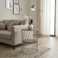 Jaspin Megapap metallic - Mdf side table in silver - walnut color 32x32x44cm.