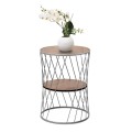 Jaspin Megapap metallic - Mdf side table in silver - walnut color 32x32x44cm.