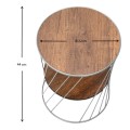 Jaspin Megapap metallic - Mdf side table in silver - walnut color 32x32x44cm.