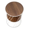 Jaspin Megapap metallic - Mdf side table in white - walnut color 32x32x44cm.
