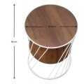 Jaspin Megapap metallic - Mdf side table in white - walnut color 32x32x44cm.