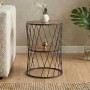 Jaspin Megapap metallic - Mdf side table in black - walnut color 32x32x44cm.
