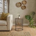 Jaspin Megapap metallic - Mdf side table in black - walnut color 32x32x44cm.