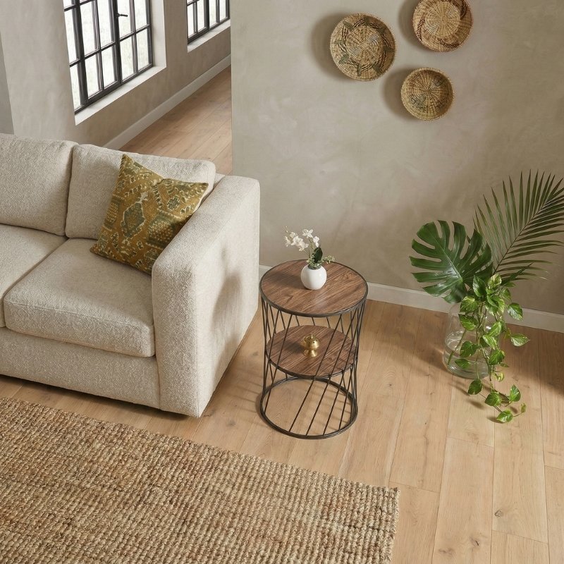 Jaspin Megapap metallic - Mdf side table in black - walnut color 32x32x44cm.