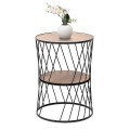 Jaspin Megapap metallic - Mdf side table in black - walnut color 32x32x44cm.