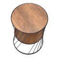 Jaspin Megapap metallic - Mdf side table in black - walnut color 32x32x44cm.
