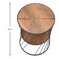 Jaspin Megapap metallic - Mdf side table in black - walnut color 32x32x44cm.
