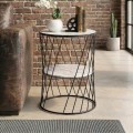 Jaspin Megapap metallic - Mdf side table in black - white marble effect color 32x32x44cm.