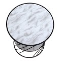 Jaspin Megapap metallic - Mdf side table in black - white marble effect color 32x32x44cm.