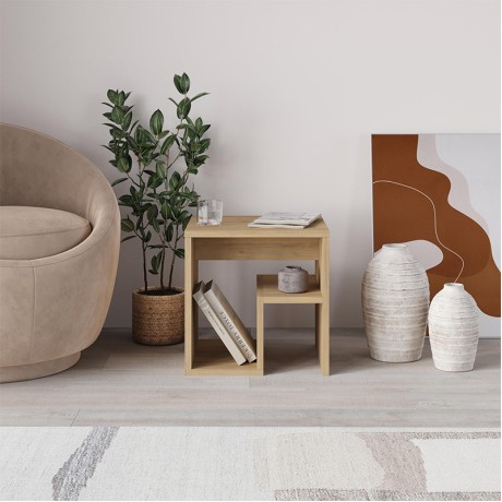 Τραπεζάκι βοηθητικό - Κομοδίνο Bon Megapap χρώμα sapphire oak 40x35x40εκ.