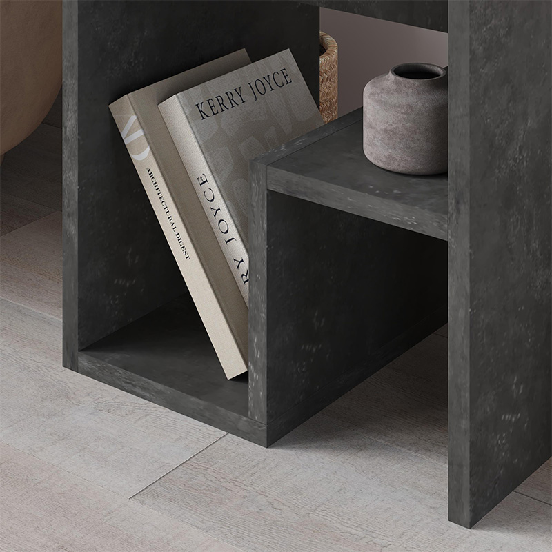 Bon Megapap melamine side table in retro grey color 40x35x40cm.