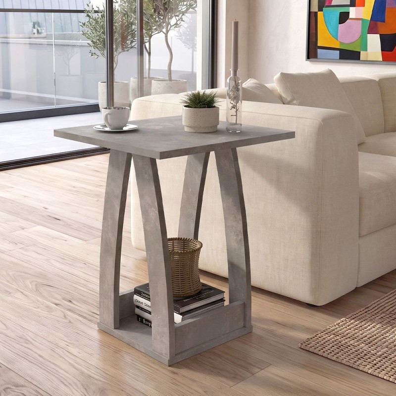 Deros Megapap melamine side table - nightstand in concrete grey color 45x45x56cm.