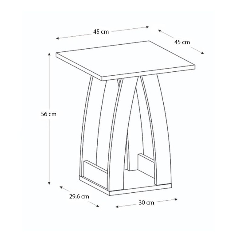 Deros Megapap melamine side table - nightstand in concrete grey color 45x45x56cm.