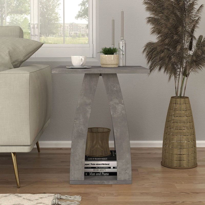 Deros Megapap melamine side table - nightstand in concrete grey color 45x45x56cm.
