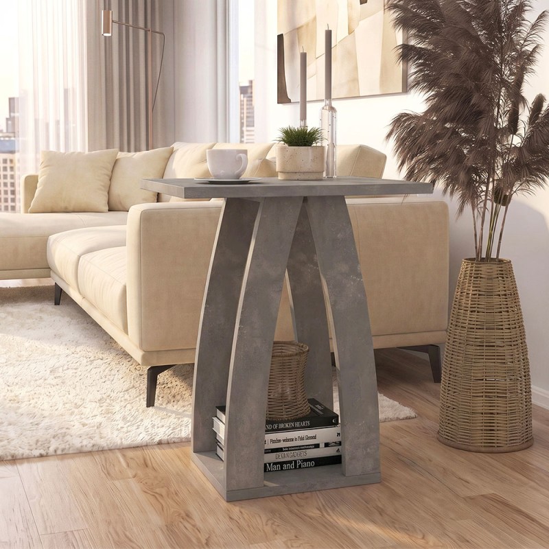 Deros Megapap melamine side table - nightstand in concrete grey color 45x45x56cm.