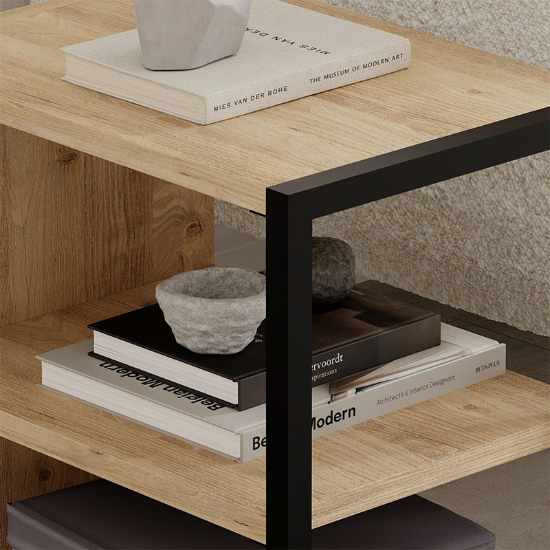 Τραπεζάκι βοηθητικό - Κομοδίνο Echo Megapap χρώμα sapphire oak 30x42x45εκ.