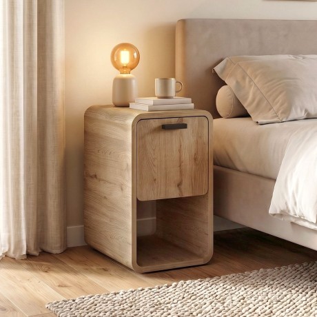Rovel Megapap melamine side table - nightstand in sepet oak color 30x39x50.5cm.