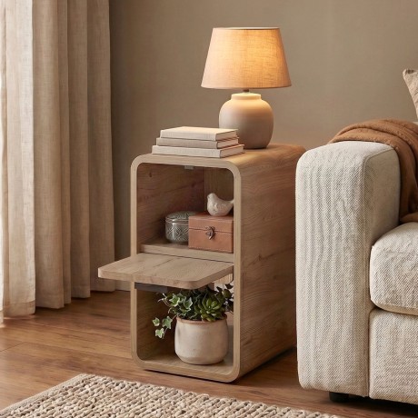 Rovel Megapap melamine side table - nightstand in sepet oak color 30x39x50.5cm.