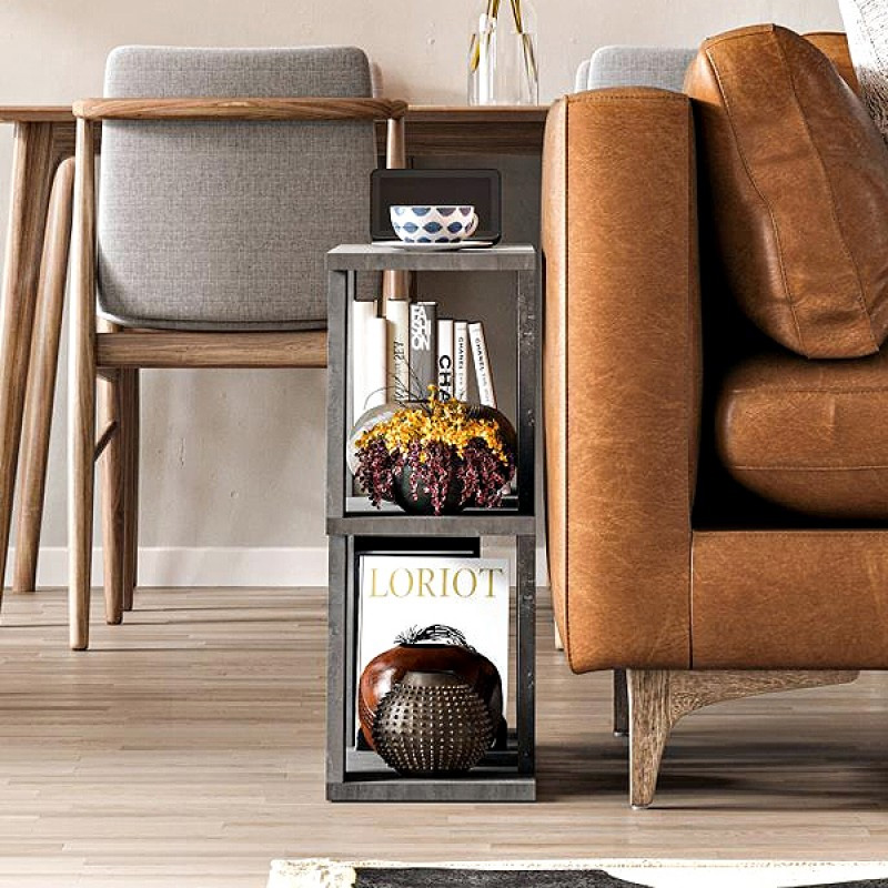 Lazena Megapap melamine side table in grey retro color 60x22x57cm.