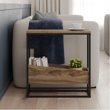 Τραπεζάκι βοηθητικό Lido Megapap χρώμα καρυδί Ud 60x22x62εκ.