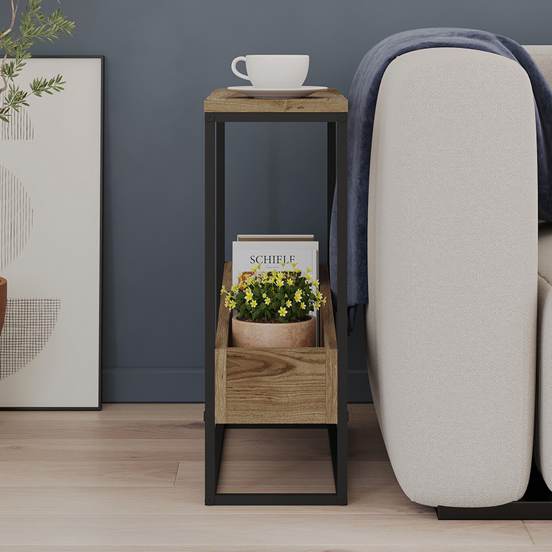 Τραπεζάκι βοηθητικό Lido Megapap χρώμα καρυδί Ud 60x22x62εκ.