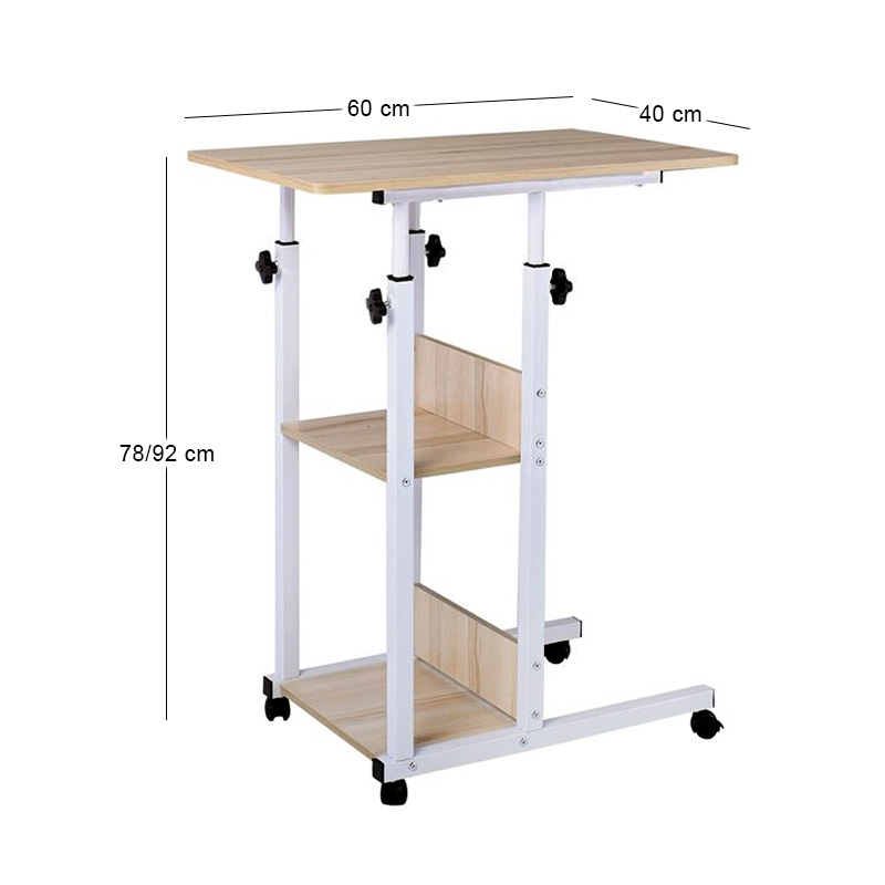 LIFT Βοηθ.Τραπεζάκι 60x40x68/85cm Μεταλ.Άσπρο/Maple