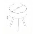 Luno Megapap melamine - teddy fabric side table in white - pine oak color 33x33x50cm.