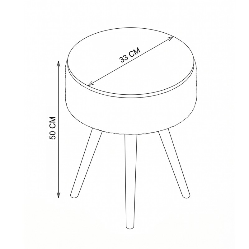 Luno Megapap melamine - teddy fabric side table in white - pine oak color 33x33x50cm.