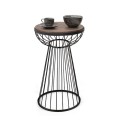 Mantare Megapap metallic - Mdf side table in walnut - black color 35x35x58cm.