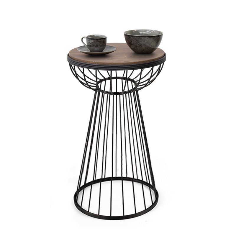 Mantare Megapap metallic - Mdf side table in walnut - black color 35x35x58cm.