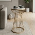 Mantare Megapap metallic - Mdf side table in gold - white marble effect color 35x35x58cm.
