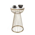 Mantare Megapap metallic - Mdf side table in gold - white marble effect color 35x35x58cm.